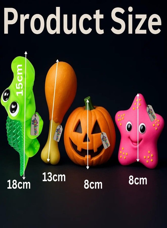 Western Era Dog Squeaky Toy Combo | Crocodile, Pumpkin, Chicken Leg & Starfish | Chewable Rubber Toys for Aggressive Chewers | Textured & Fun Shapes | Squeaky Play Toys | Indoor & Outdoor Play - Image 3